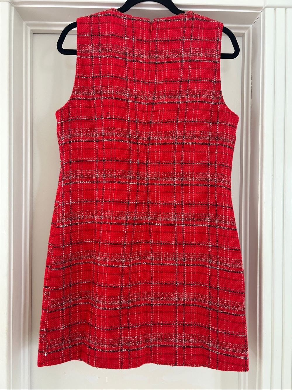 NWT Avara Noelle Red Tweed Pearl Button Mini Dress Size Medium MSRP $98 - Picture 7 of 10
